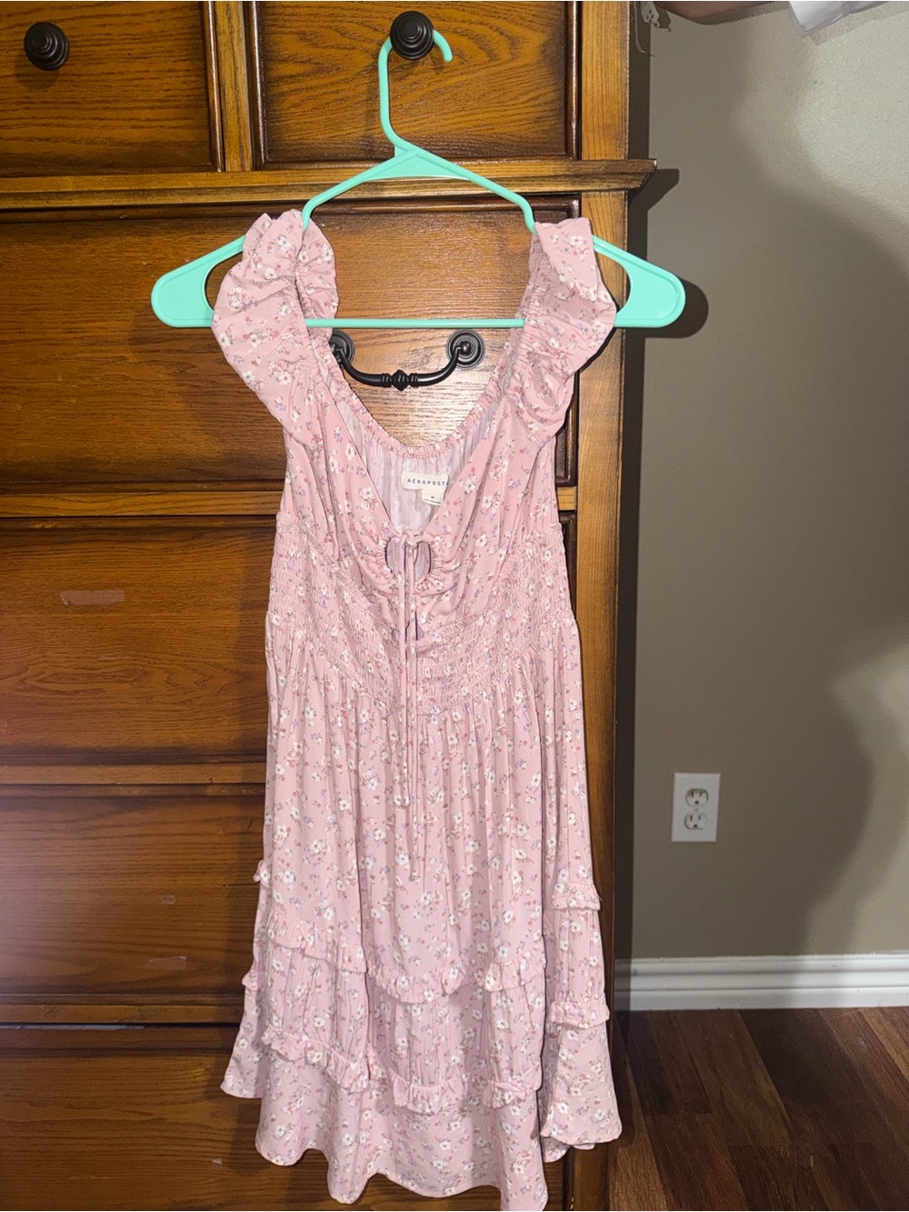 Hollister Pink Floral Ruffle Midi Dress